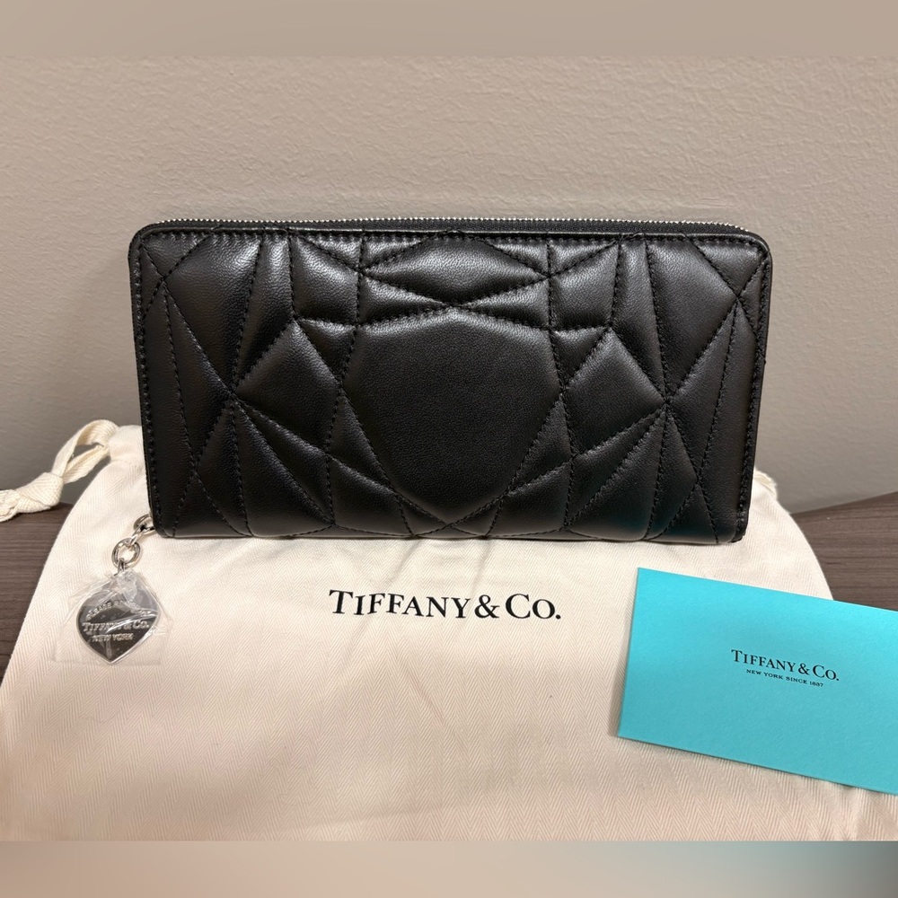 Tiffany & Co. Black Geometric Leather Wallet